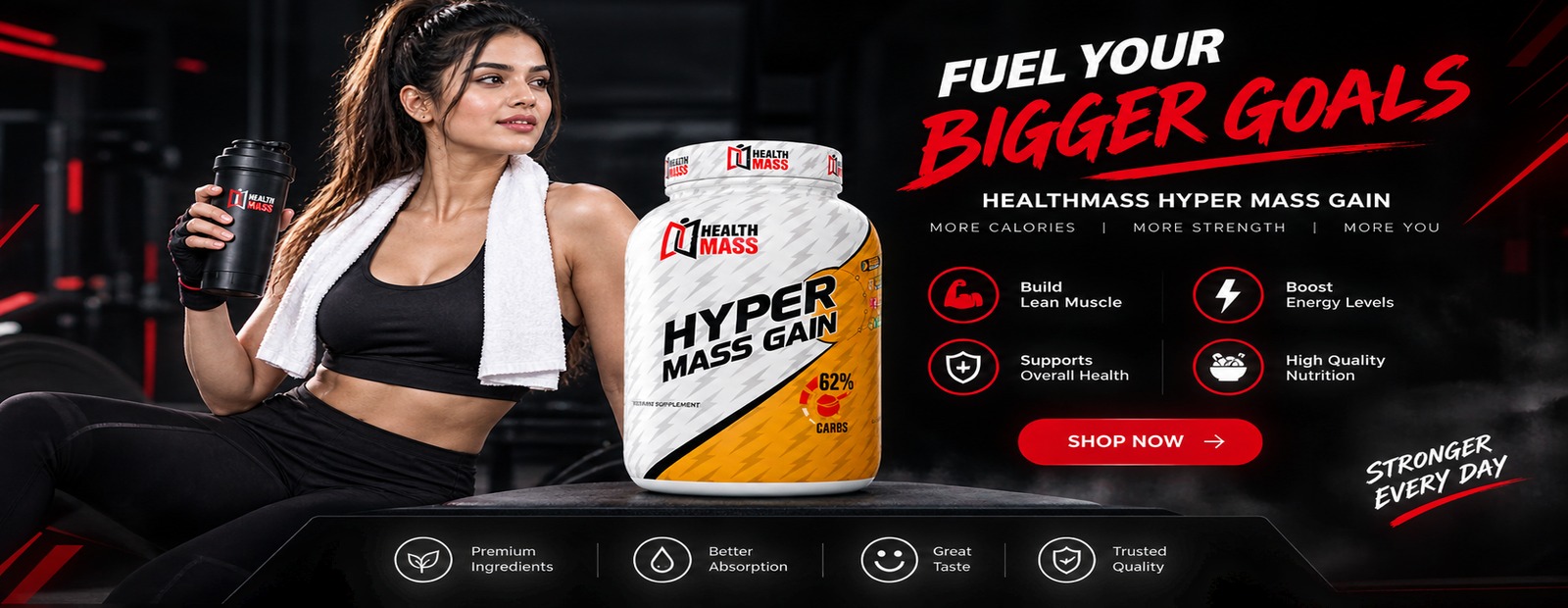 HealthMass Hyper Mass Gain fitness banner